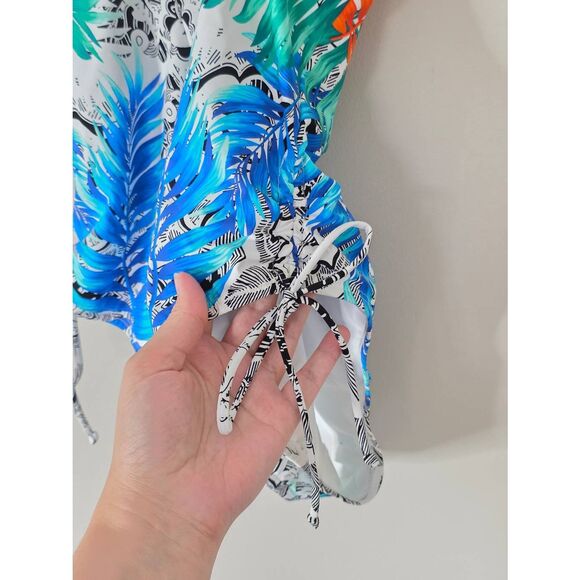 Swim Solutions Blue Floral Stretch Tummy Control One Piece Swimsuit Size 12 NEW - Picture 5 of 8